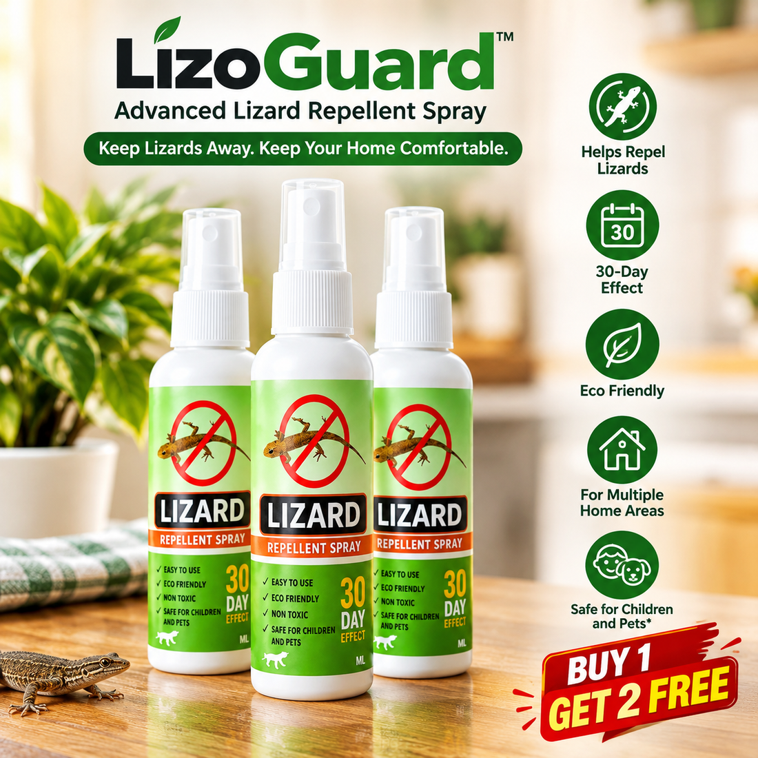 LizoGuard™ – Advanced Lizard Repellent Spray | BUY 1 GET 2 FREE