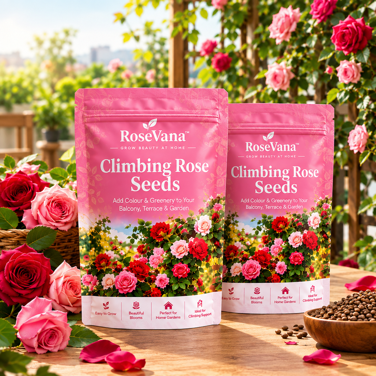 Imported RoseVana™ Climbing Rose Seeds (Buy 1 Get 1 Free) | With FREE PLANT GROWTH SUPPLEMENT
