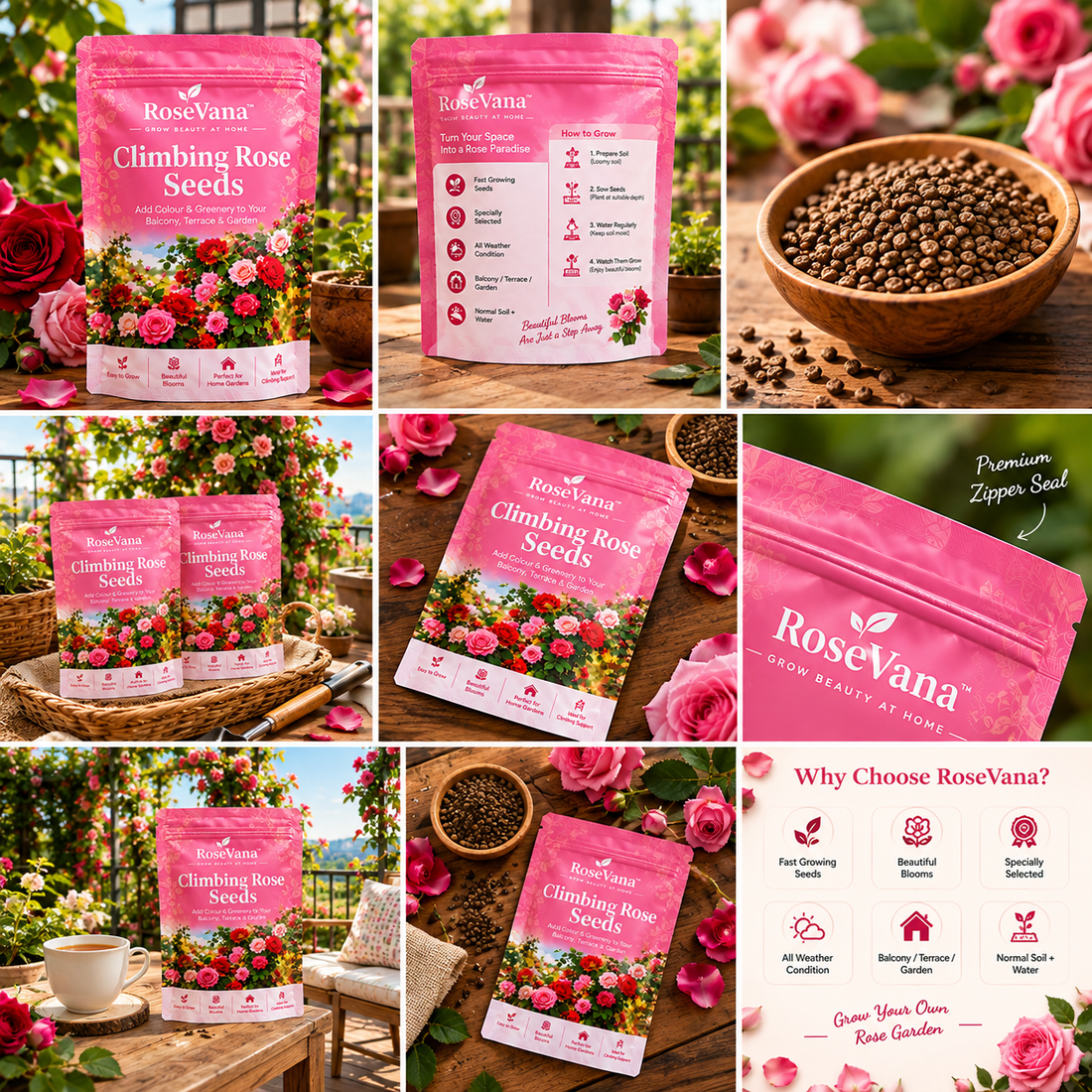 Imported RoseVana™ Climbing Rose Seeds (Buy 1 Get 1 Free) | With FREE PLANT GROWTH SUPPLEMENT
