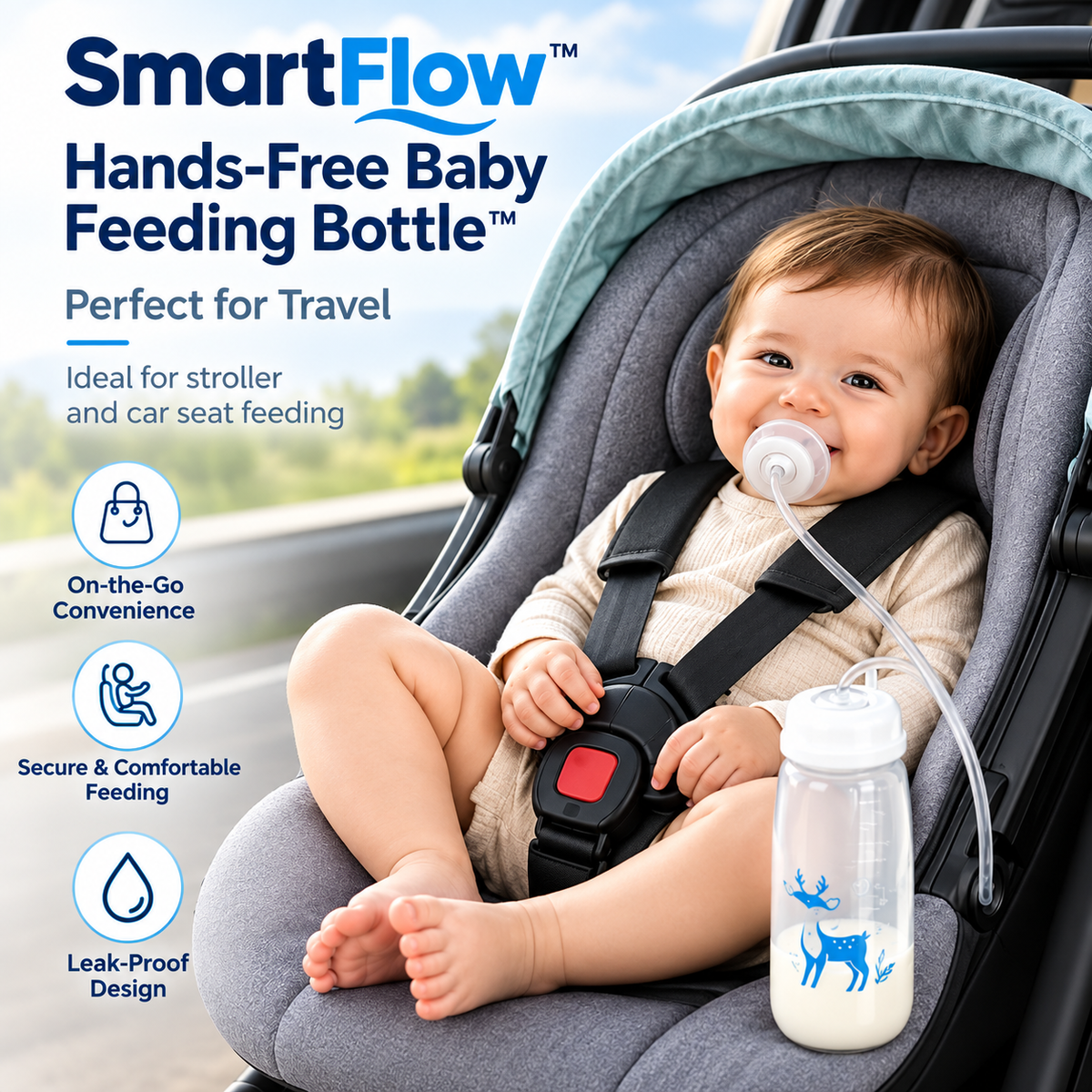 SmartFlow Hands-Free Baby Feeding Bottle™